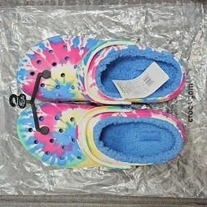 Brand new tie dye lined crocs